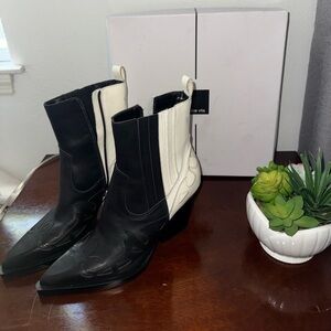 Dolce Vita Black and White Western Ankle Boots